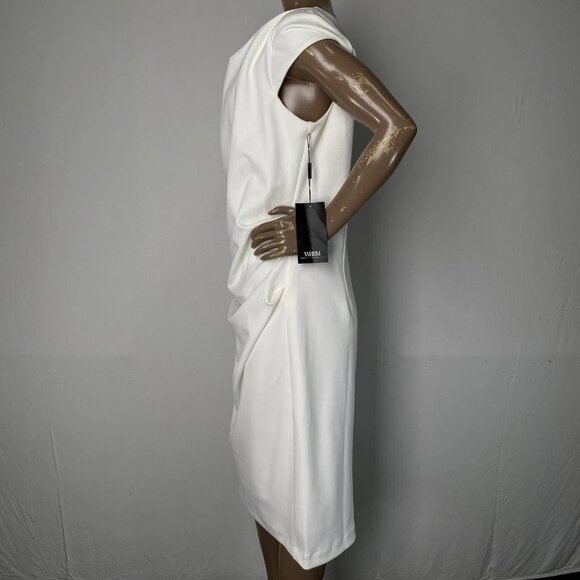 White House Black Market Cap Sleeve Draped Midi Dress • Size 14 • Ecru White - Picture 10 of 12